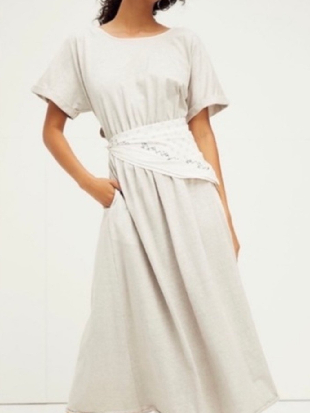 NWT Free People Beach Sorrento Midi/Maxi Dress Neutral Stone Minimalist XS-S